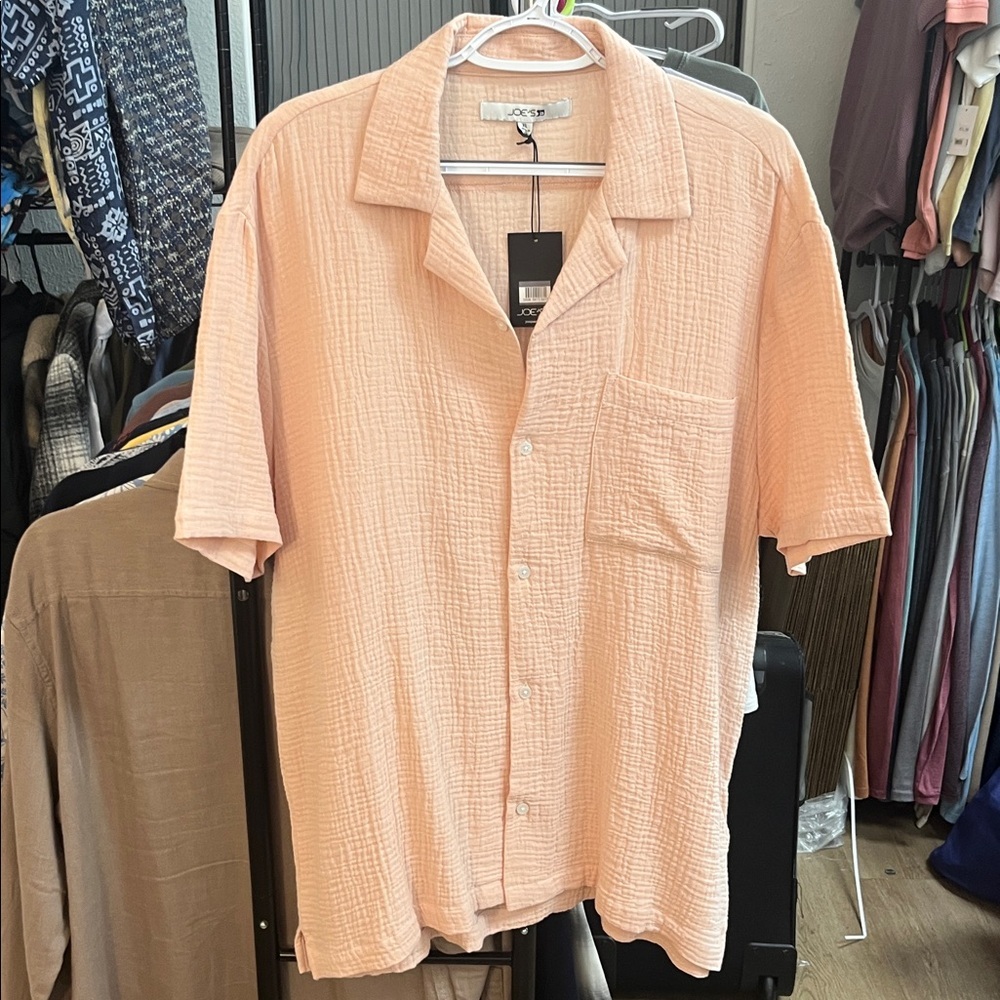 Joe's Jeans Men's Washed Pink Casual Button Down Shirt